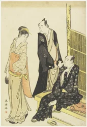 Ichikawa Monnosuke II, Onoe Matsusuke at a Teahouse, c. 1780-1795